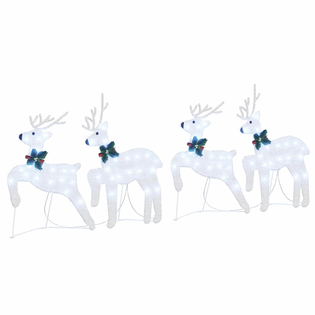 LED Reindeers 4 pcs Silver Fabric